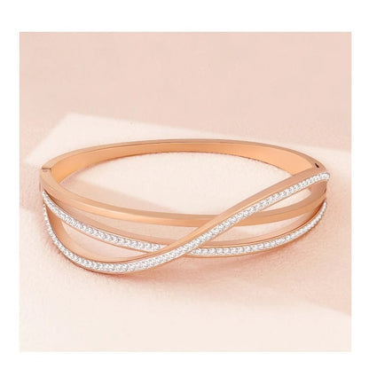 CZ Pave Rose Gold Wave Bangle