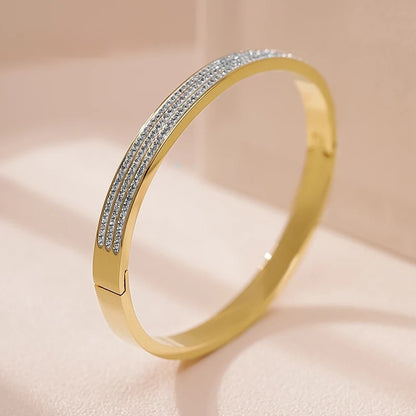 Cubic Zirconia Silver Bangle Bracelet