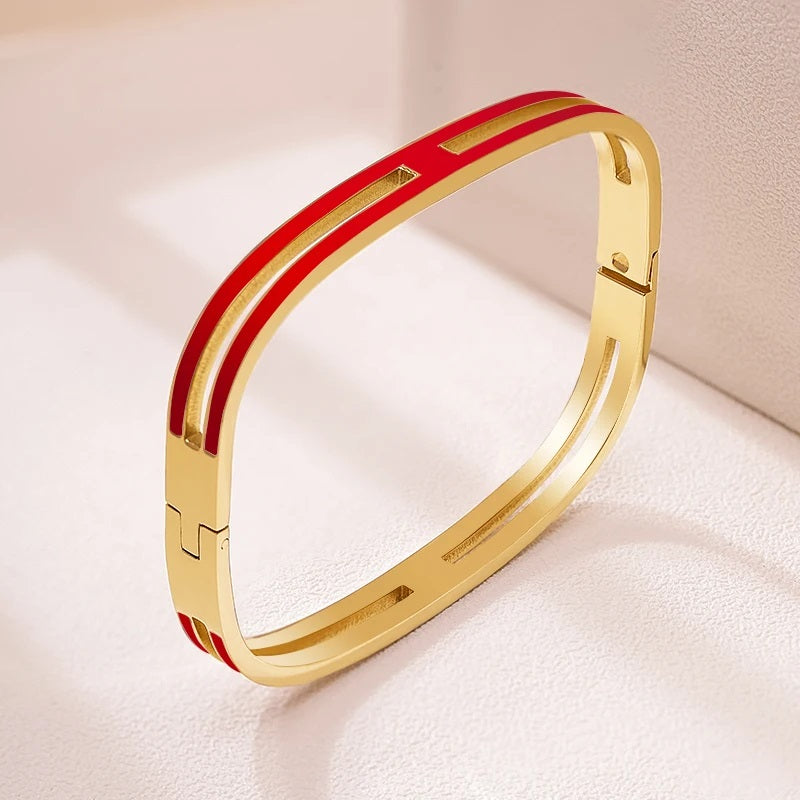 Gold Enamel Bangle