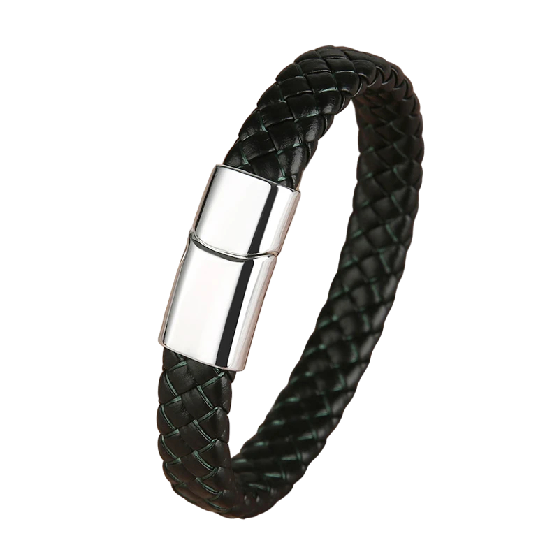 Genuine Leather Bracelet With Magnetic Clasp