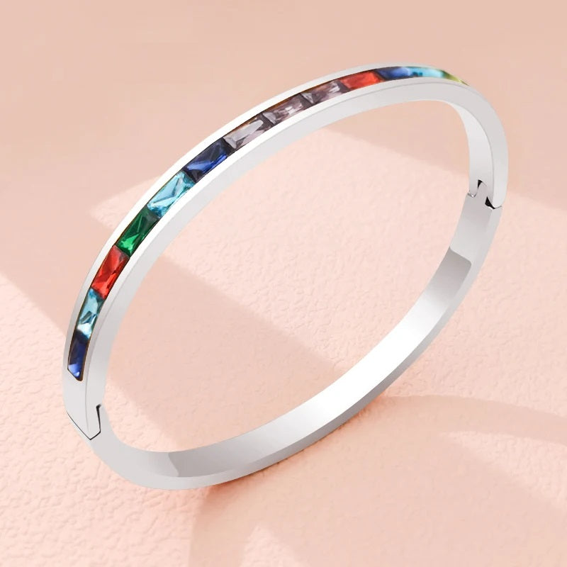 Rainbow Cubic Zirconia Bangle