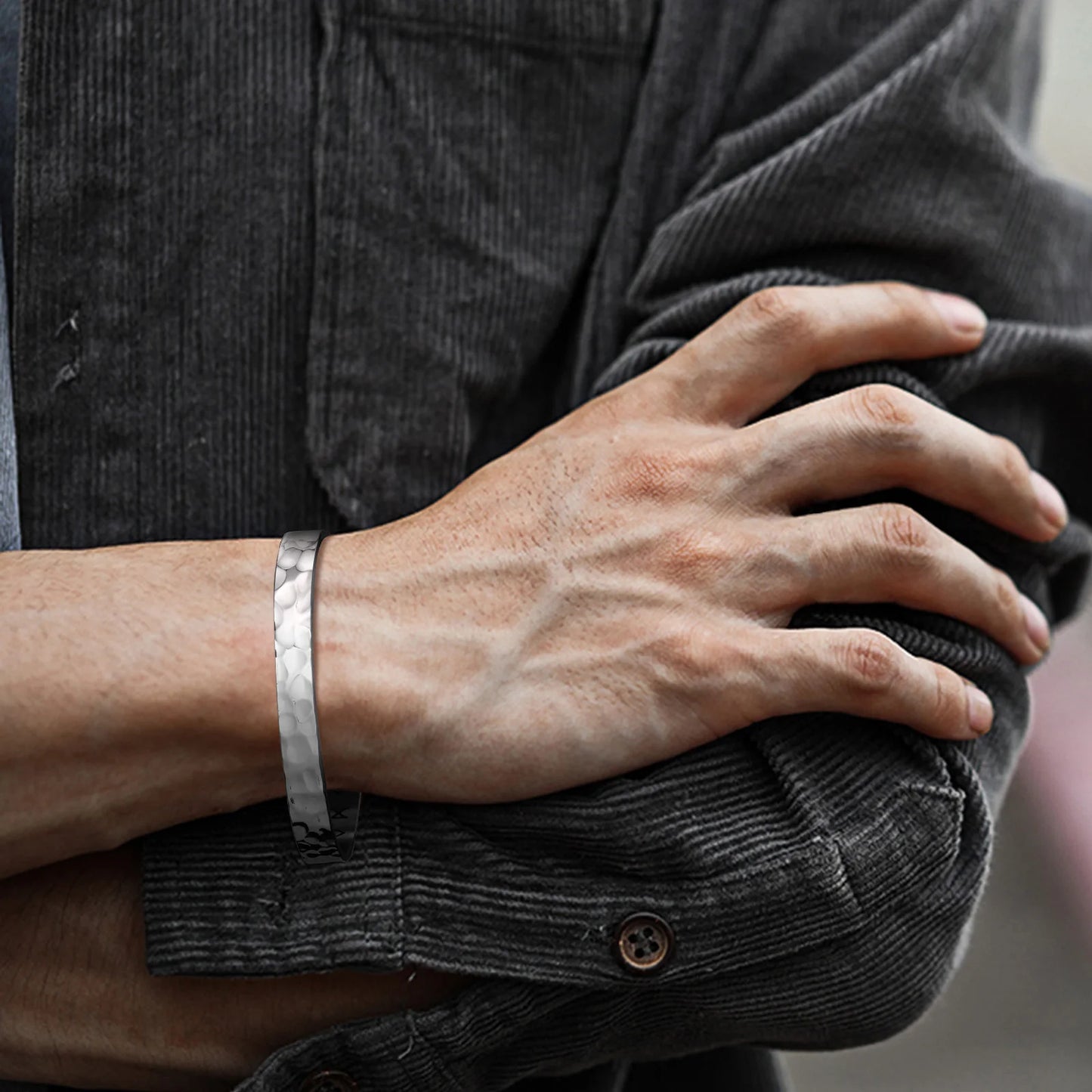 Men's Hammered Cuff Bracelet