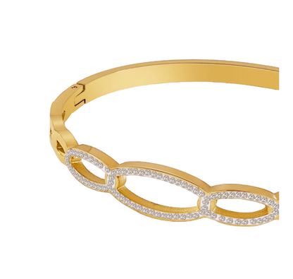 CZ Pave Oval Cuff Bangle