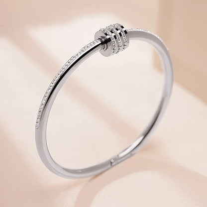 Half CZ Crystal Pave Bangle