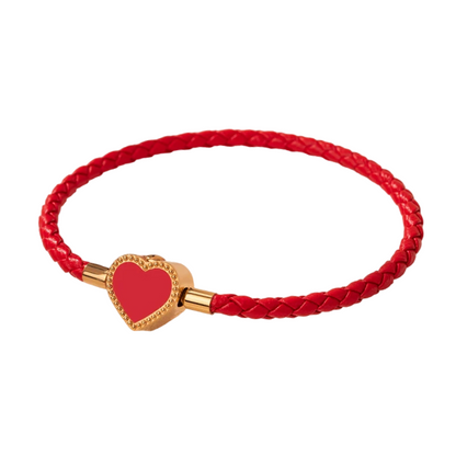 Gold Plated Heart Shape Leather Bracelet