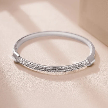 Half Cubic Zirconia Pave Bangle