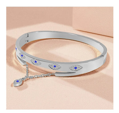 Cubic Zirconia Evil Eye Cuff Bangle