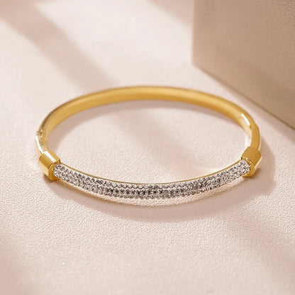 Half Cubic Zirconia Pave Bangle