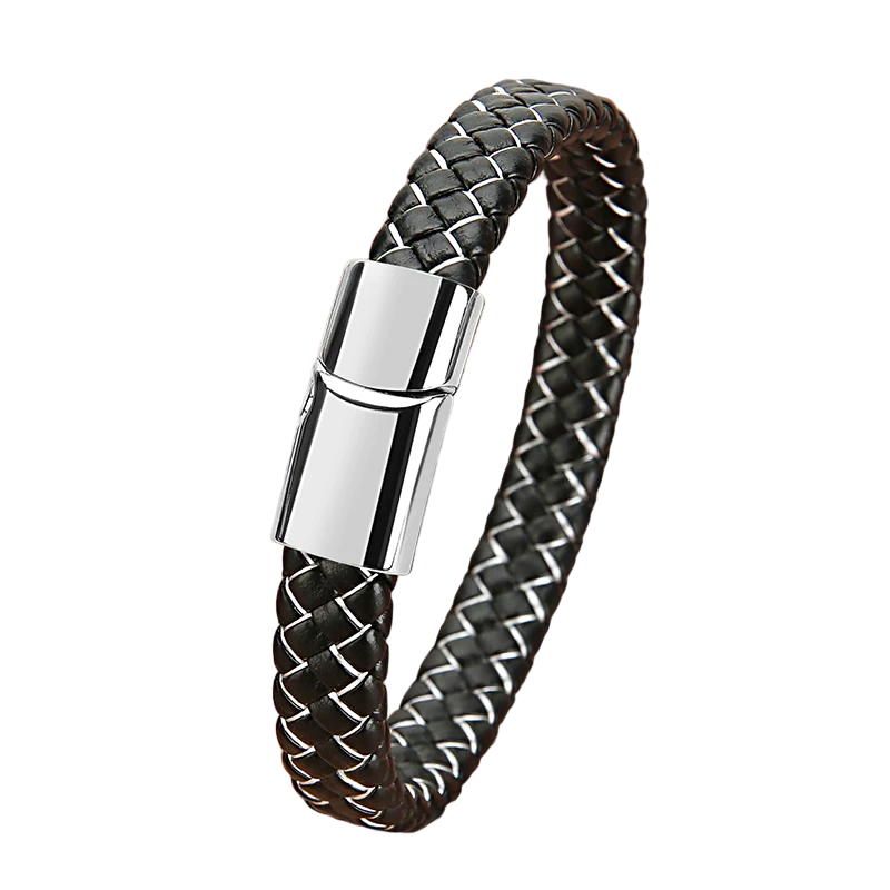 Genuine Leather Bracelet With Magnetic Clasp