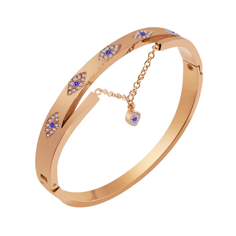 Cubic Zirconia Evil Eye Cuff Bangle