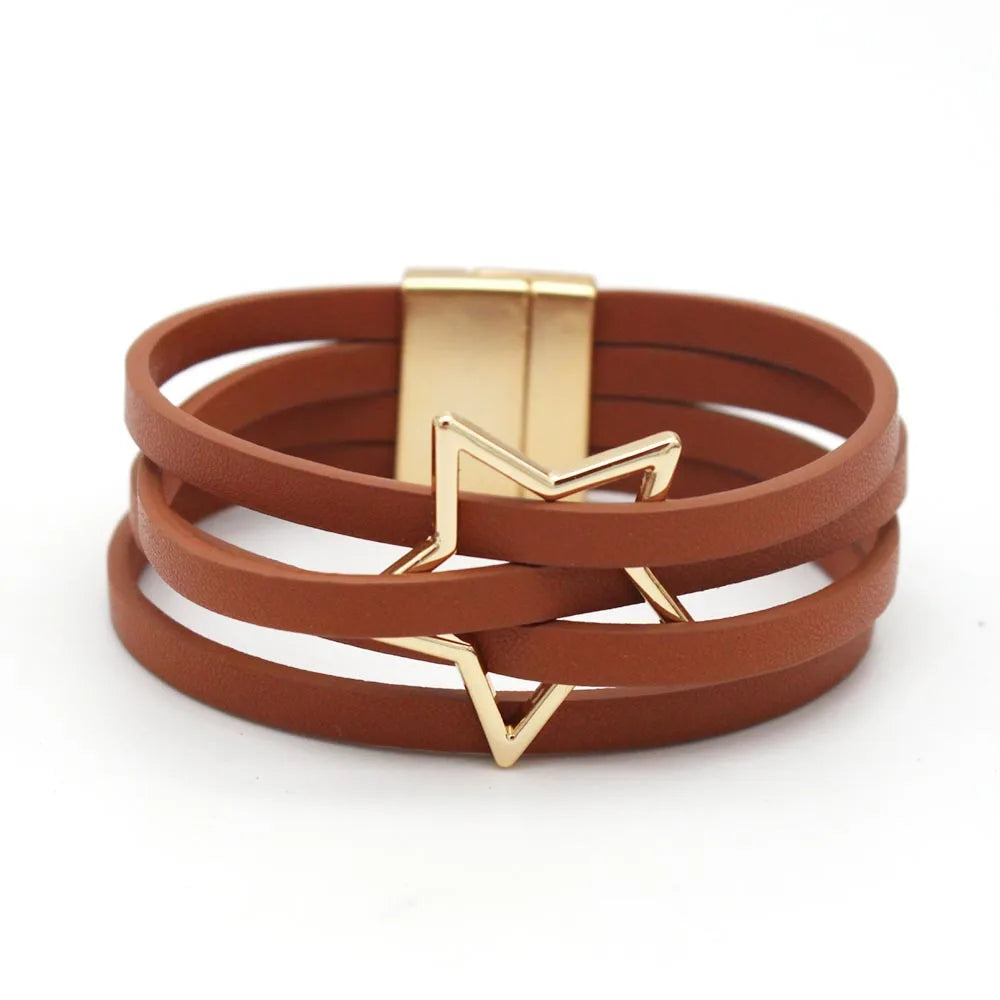 Women's Multilayered Leather Wrap Bracelet