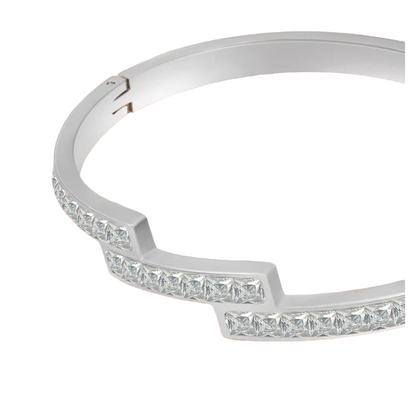 CZ Pave Silver Cuff Bangle