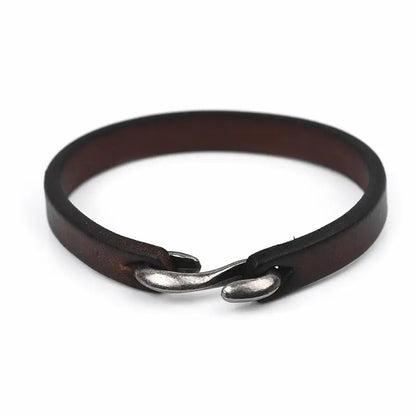 Genuine Leather Bracelet With Hook Closure