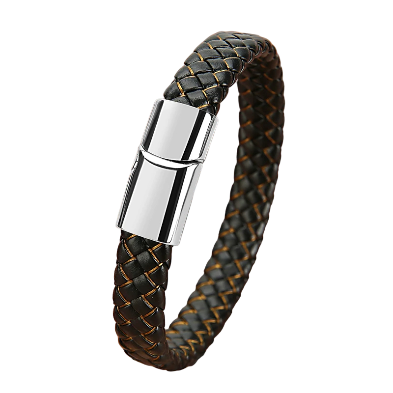 Genuine Leather Bracelet With Magnetic Clasp