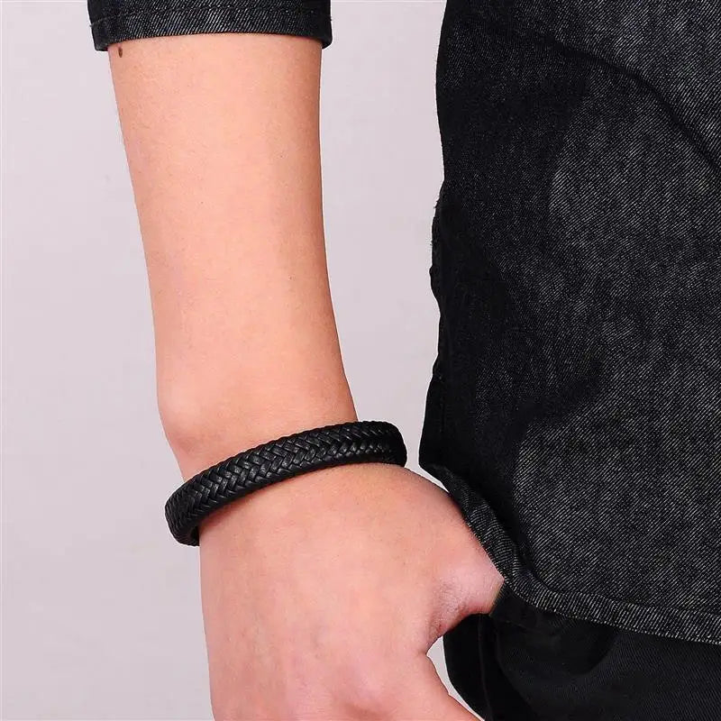 Black Leather Braided bracelet