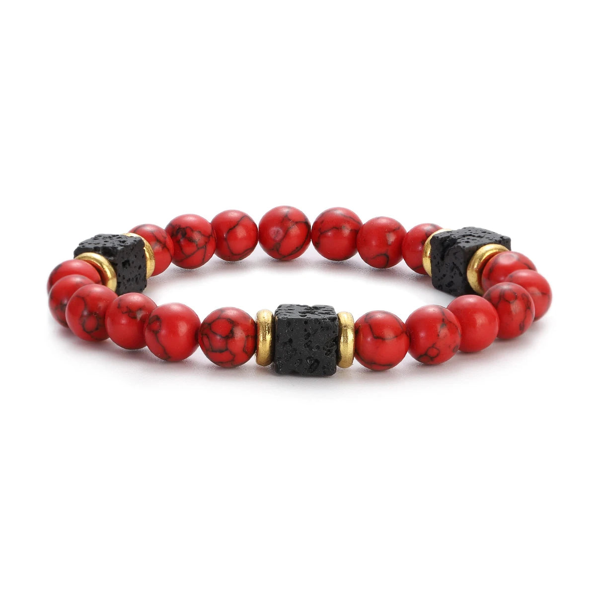 Lava Cube Beaded Bracelet