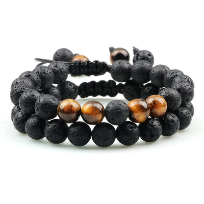 Tiger Eye Beaded Bracelet 2Pcs/Set