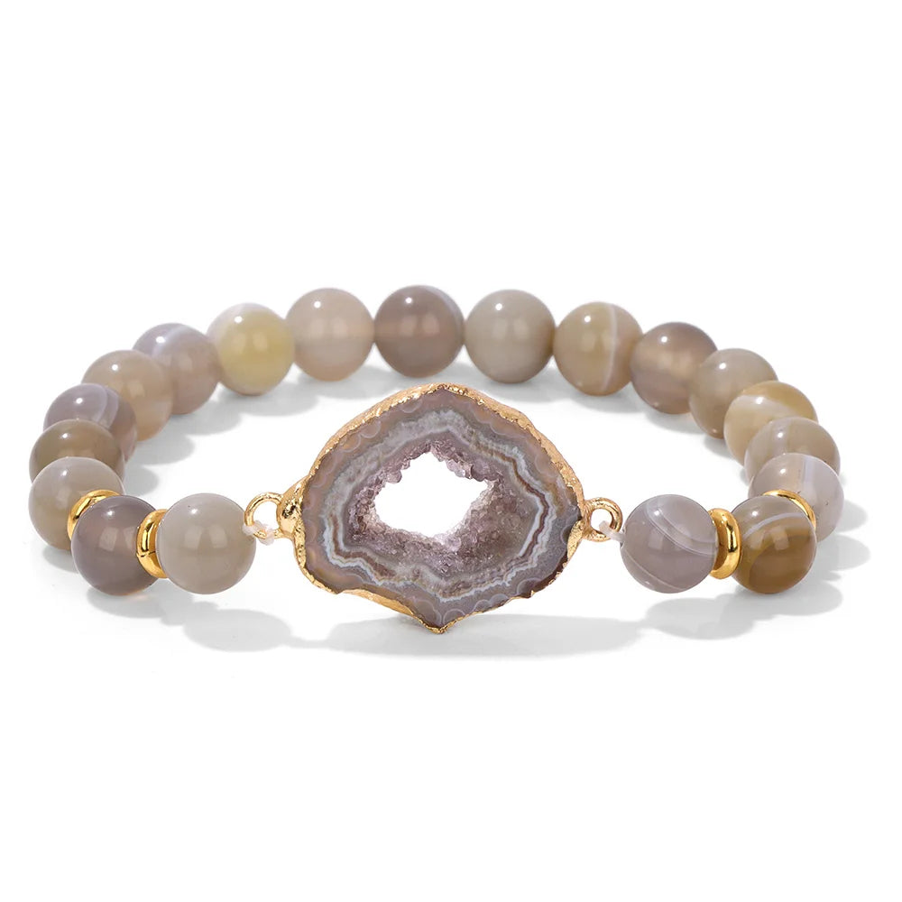 Druzy Quartz Beaded Bracelet