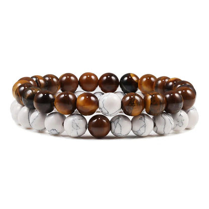 Natural Stone Beaded Bracelet 2Pcs/Set