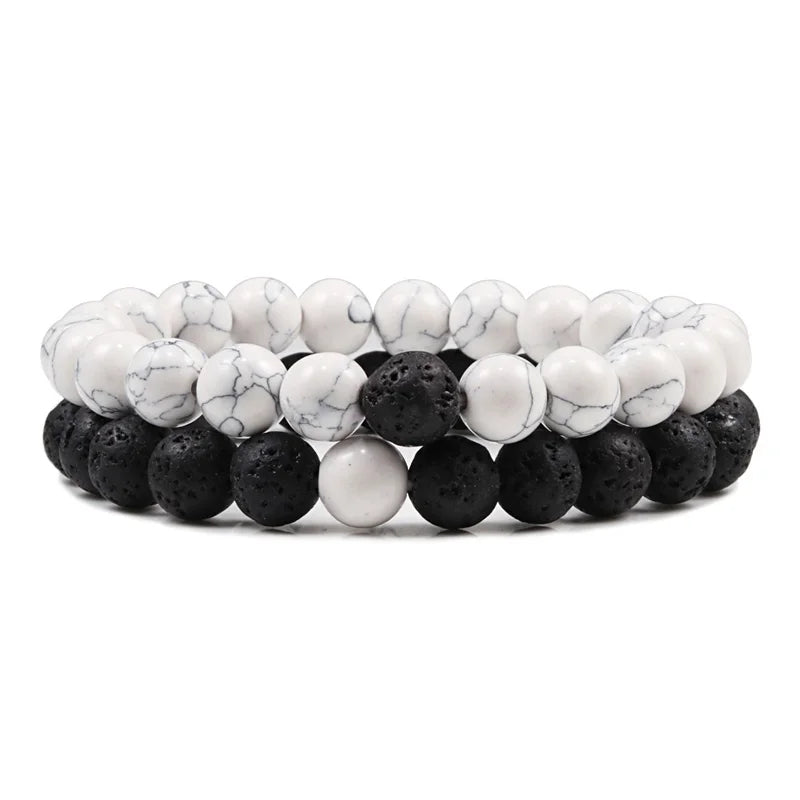 Natural Stone Beaded Bracelet 2Pcs/Set