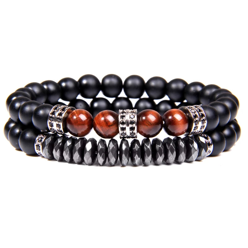 CZ Paved Tiger Eye Beaded Bracelet