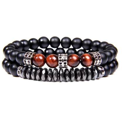 CZ Paved Tiger Eye Beaded Bracelet