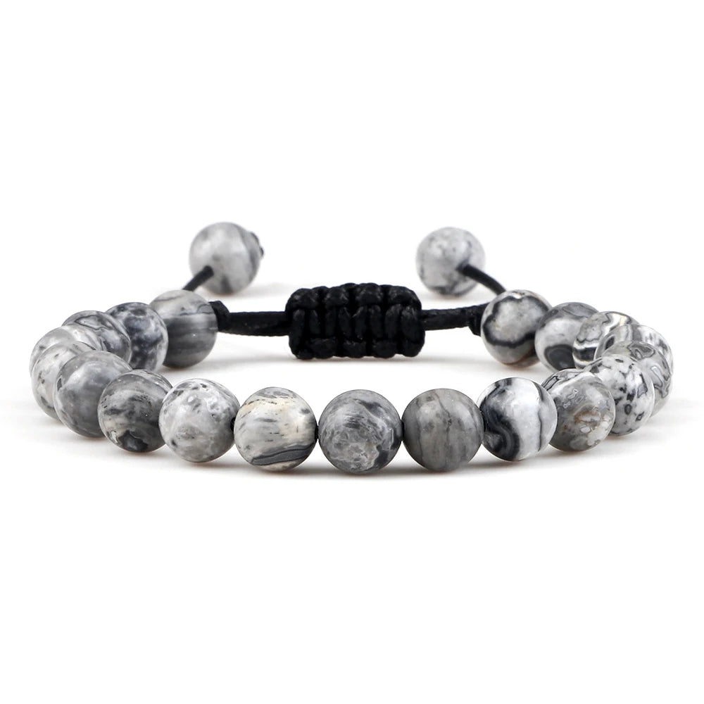 Grey Picasso Jasper Beaded Bracelet