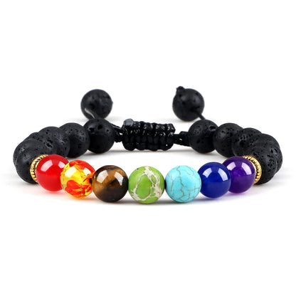 7 Chakra Bracelet With Lava Stone