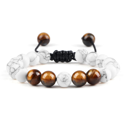 White Howlite Bracelet With Tiger Eye beads