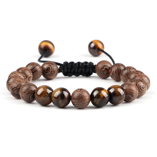 Wooden With Tiger Eye Beaded Bracelet